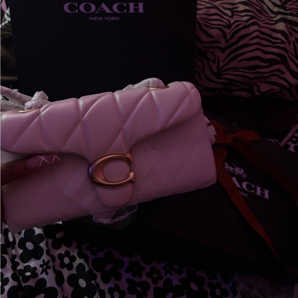 Coach White Tabby Quilted Bag with Gold Accent